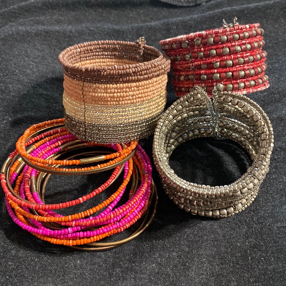 Various beaded bracelets